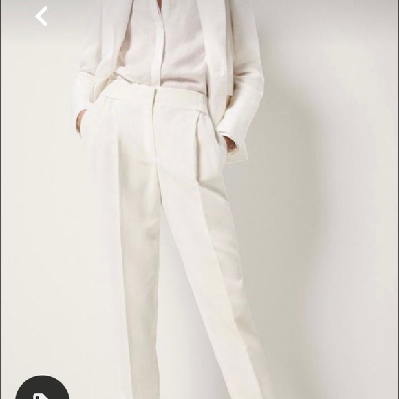 Massimo Dutti White 100% Linen Trousers Sz 6 - Picture 2 of 6